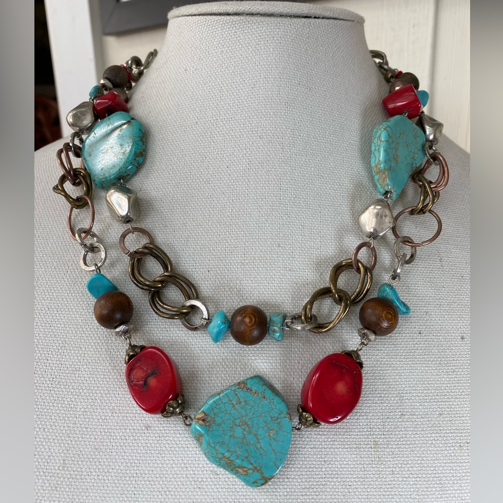 Fun chunky southwest inspired glass bead chain necklace